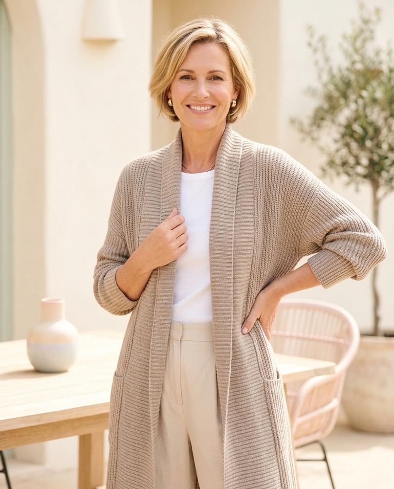 Witt Mode - Timer | Gerippte Lange Strickjacke Damen
