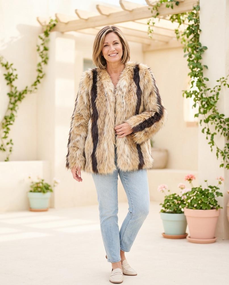 Witt Mode - Rorel | Gestreifte Langflorige Jacke Damen