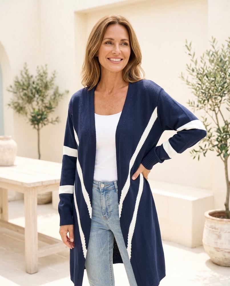 Witt Mode - Vakar | Gestreifter Langer Cardigan Damen