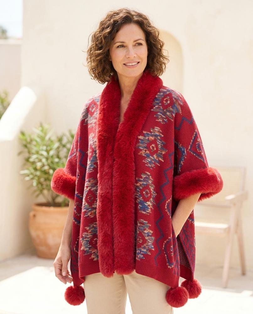 Witt Mode - Lyram | Gemusterte Pelzbesetzte Strickjacke Damen