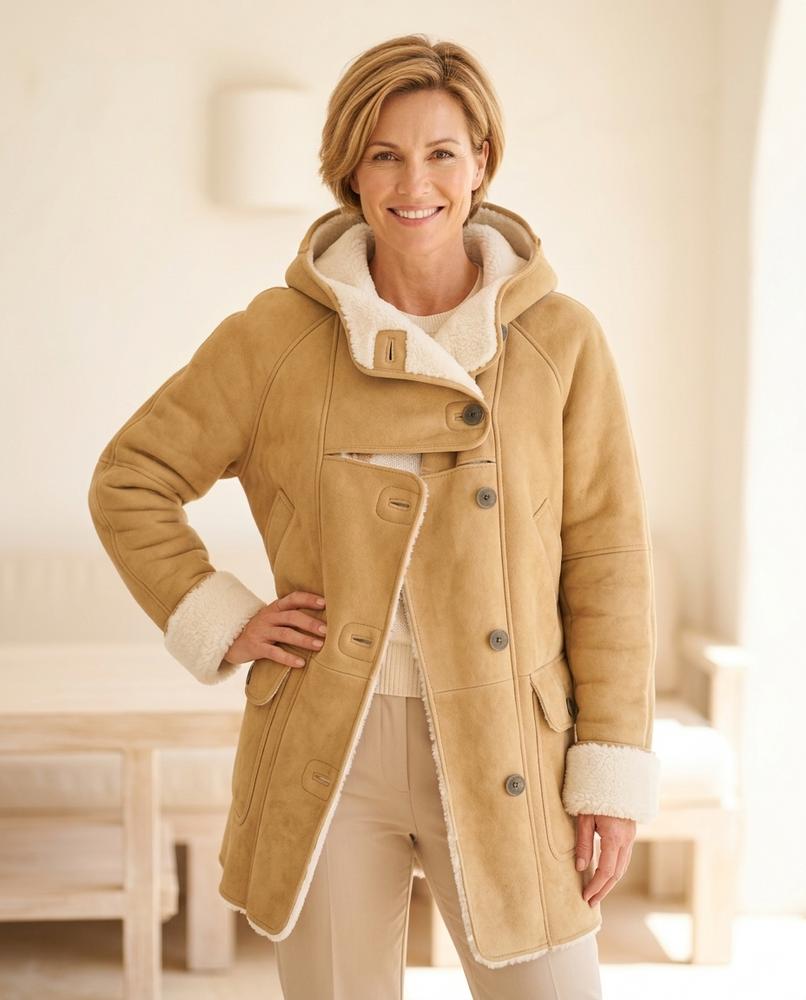 Witt Mode - Lotur | Gefütterter Asymmetrischer Ledermantel Damen