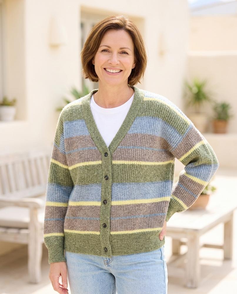 Witt Mode - Muvun | Gestreifter Gerippter Cardigan Unisex
