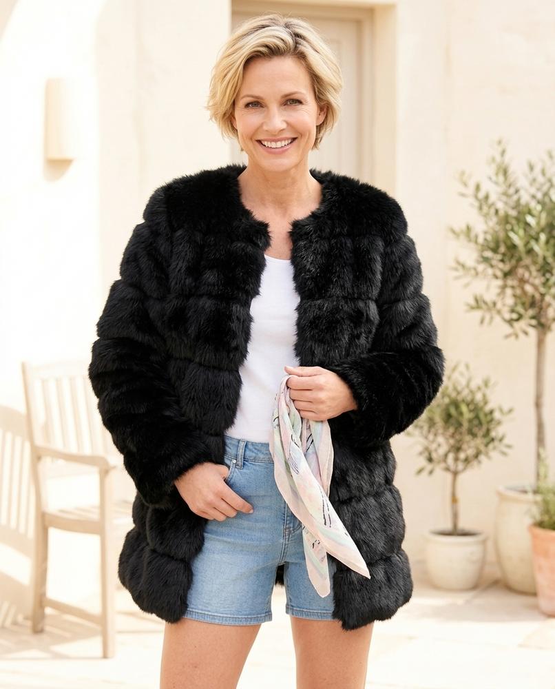 Witt Mode - Ciwur | Pelziger Kragenloser Mantel Damen