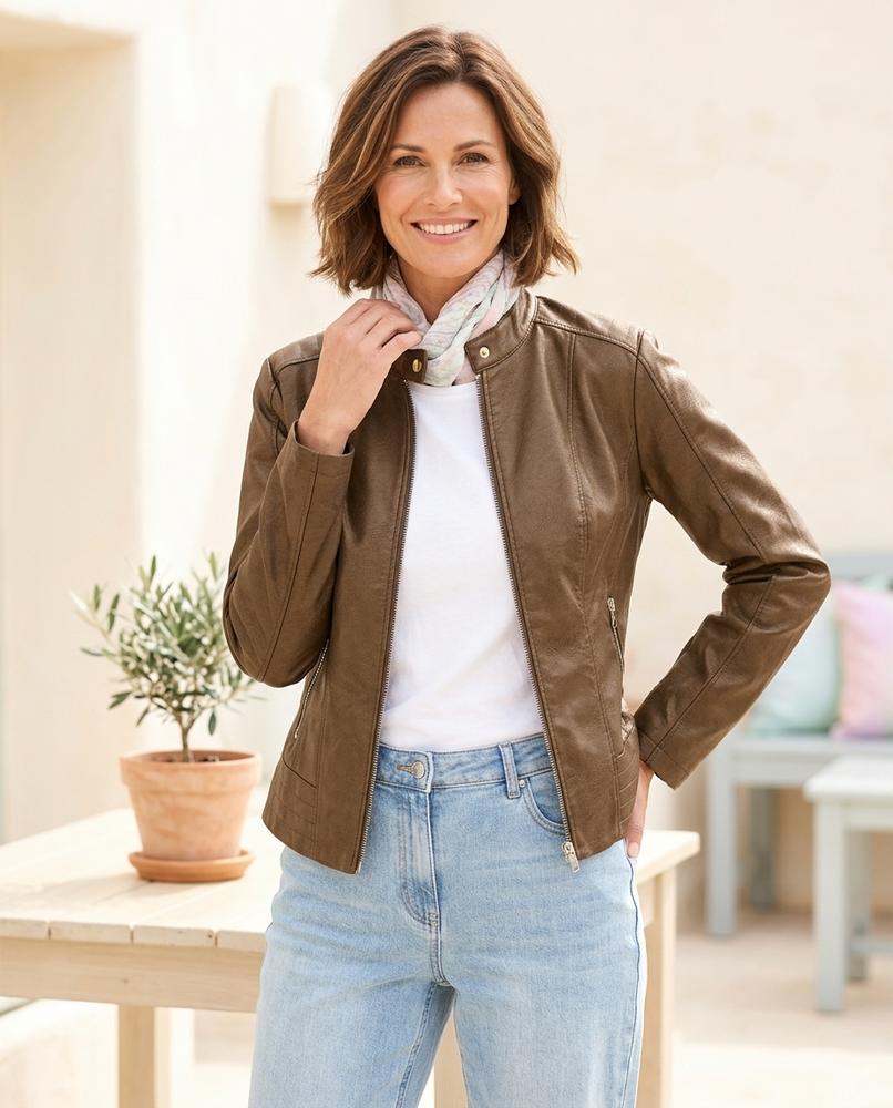 Witt Mode - Auked | Tailliert Reißverschluss Lederjacke Damen