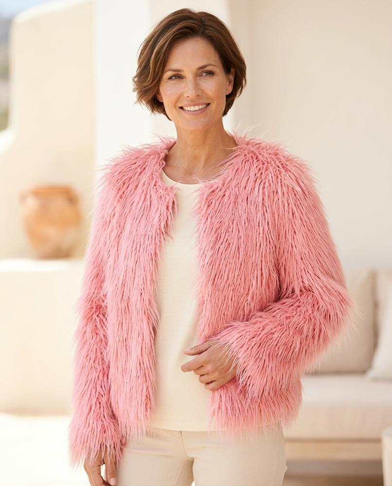 Witt Mode - Yomel | Langhaarige Kragenlose Jacke Damen