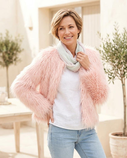 Witt Mode - Yomel | Langhaarige Kragenlose Jacke Damen
