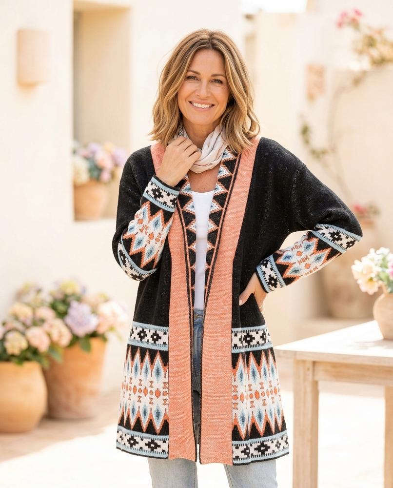 Witt Mode - Sasin | Gemusterter Langärmliger Cardigan Damen