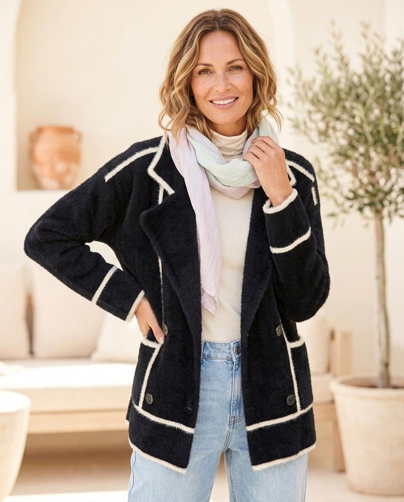 Witt Mode - Laren | Gestreifte Flauschige Strickjacke Damen