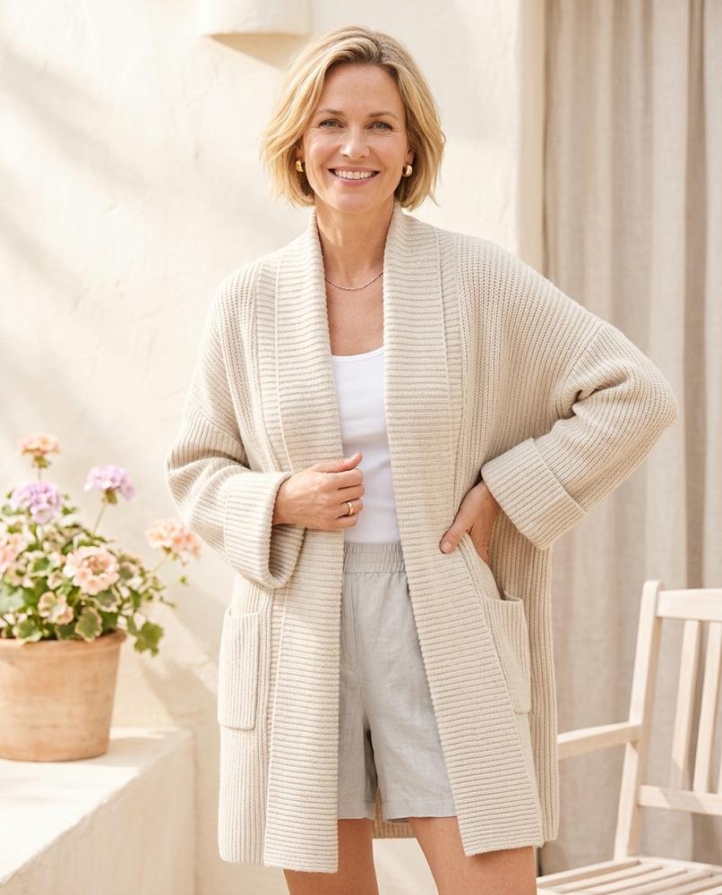 Witt Mode - Timer | Gerippte Lange Strickjacke Damen