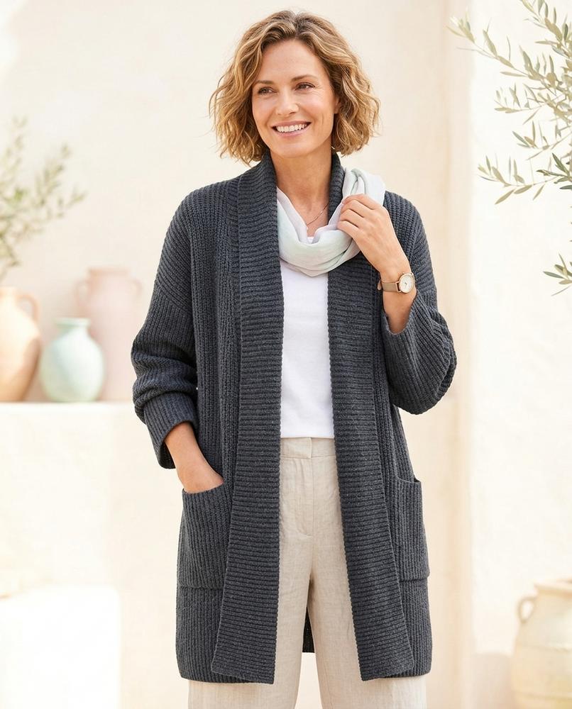 Witt Mode - Timer | Gerippte Lange Strickjacke Damen