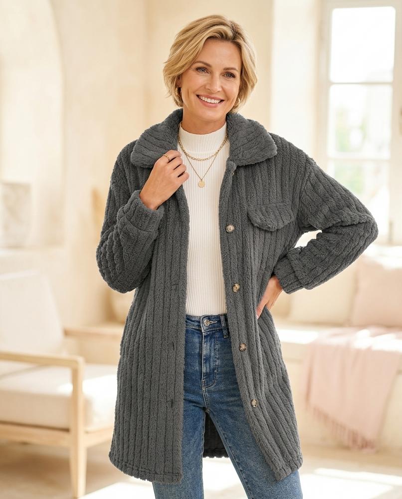 Witt Mode - Cosel | Plüschiger Gerippter Mantel Damen
