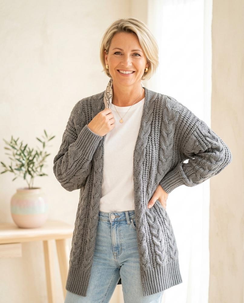 Witt Mode - Raren | Langer Zopfmuster Cardigan Damen