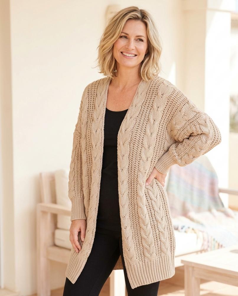 Witt Mode - Raren | Langer Zopfmuster Cardigan Damen