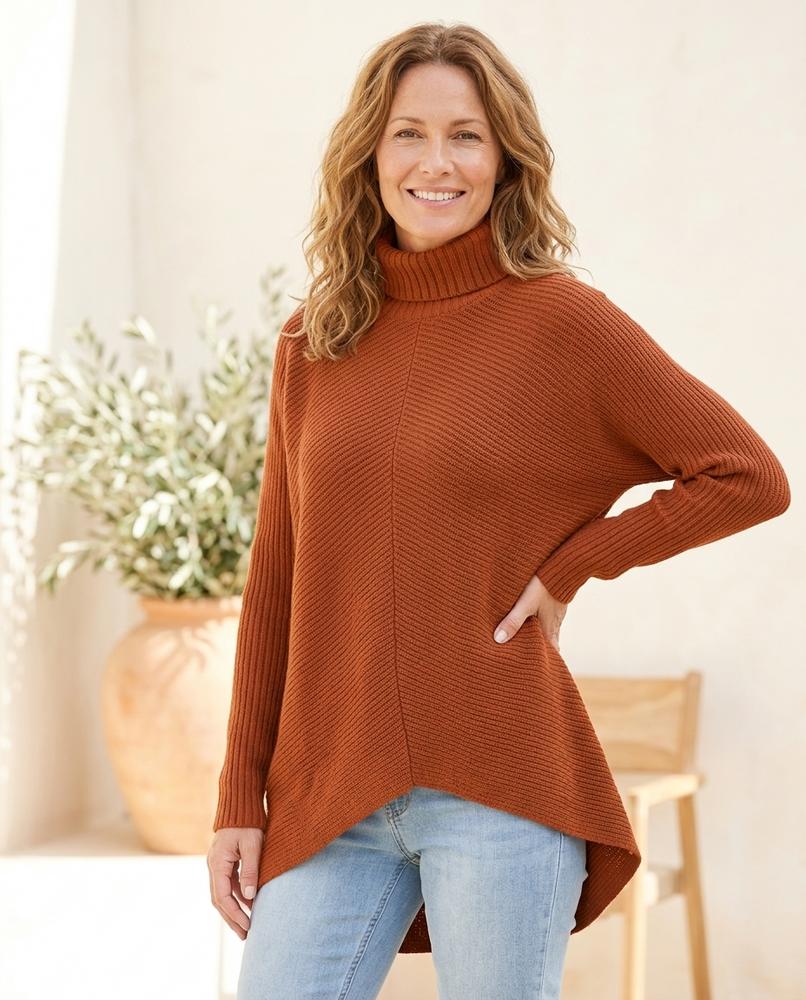 Witt Mode - Elrel | Strukturiert Asymmetrisch Rollkragenpullover Damen