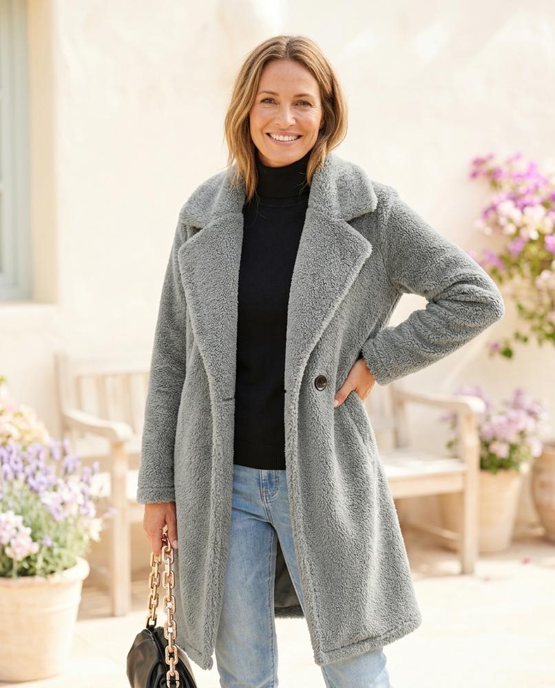 Witt Mode - Kedan | Einreihiger Fleece Mantel Damen