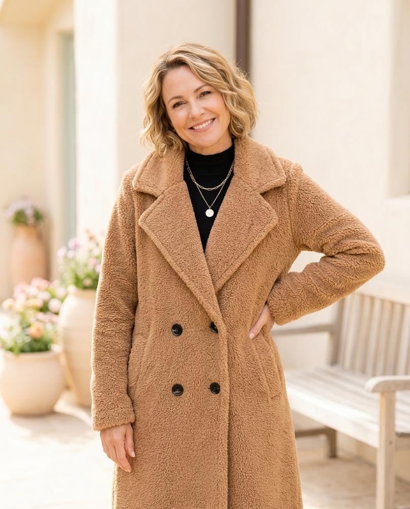 Witt Mode - Kedan | Einreihiger Fleece Mantel Damen