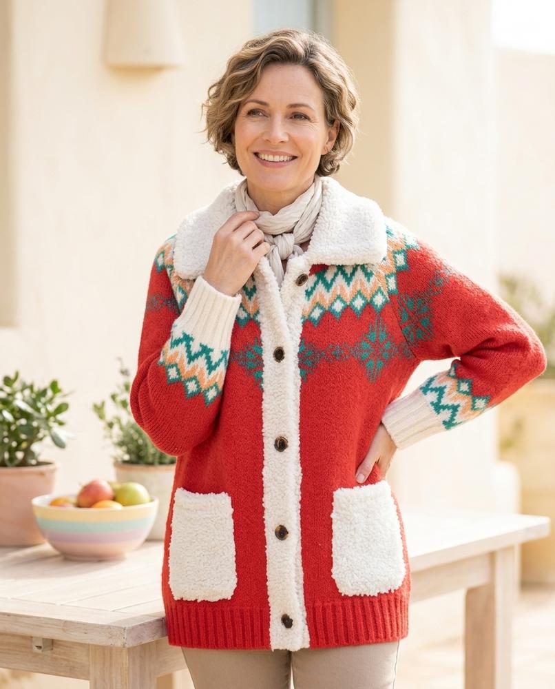 Witt Mode - Tatal | Gemustert Gefüttert Strickjacke Damen
