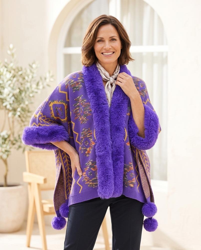 Witt Mode - Lyram | Gemusterte Pelzbesetzte Strickjacke Damen