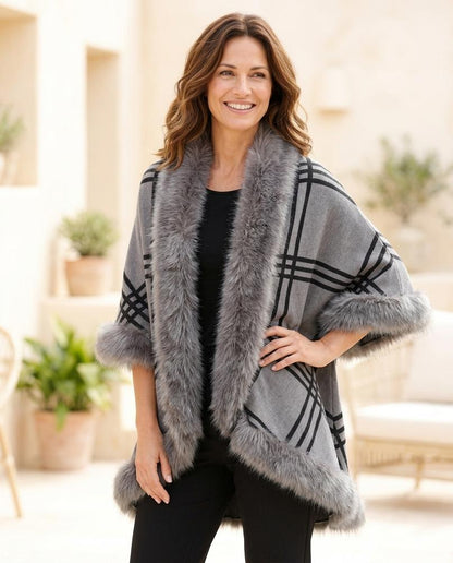 Witt Mode - Lonal | Pelzbesetzter Cape-artiger Mantel Damen