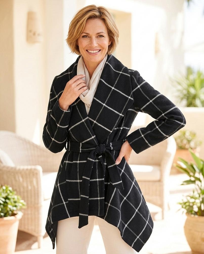 Witt Mode - Vimel | Karierter Asymmetrischer Mantel Damen