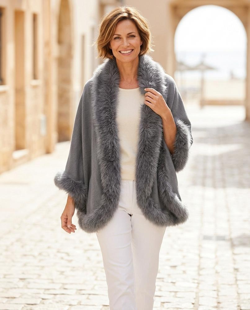 Witt Mode - Eahor | Pelzbesetzter Offener Cardigan Damen
