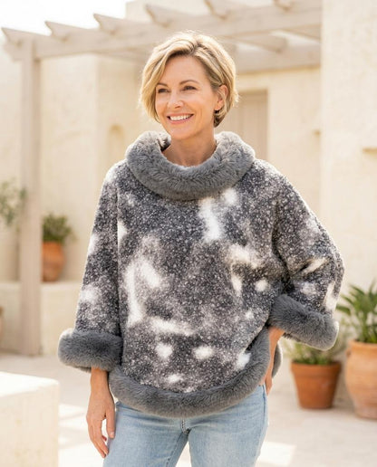 Witt Mode - Mitin | Asymmetrischer Pelzbesetzter Pullover Damen