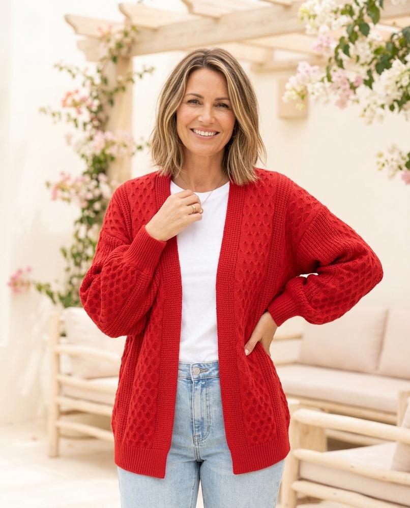 Witt Mode - Komid | Strukturierter Verschlussloser Cardigan Damen