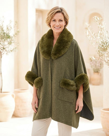 Witt Mode - Eeror | Cape-artiger Pelzbesetzter Mantel Damen