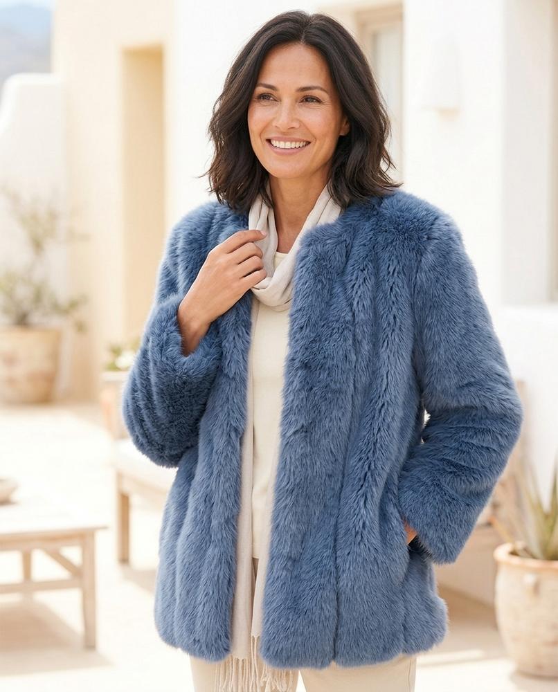 Witt Mode - Lizal | Flauschig Kragenlos Mantel Damen