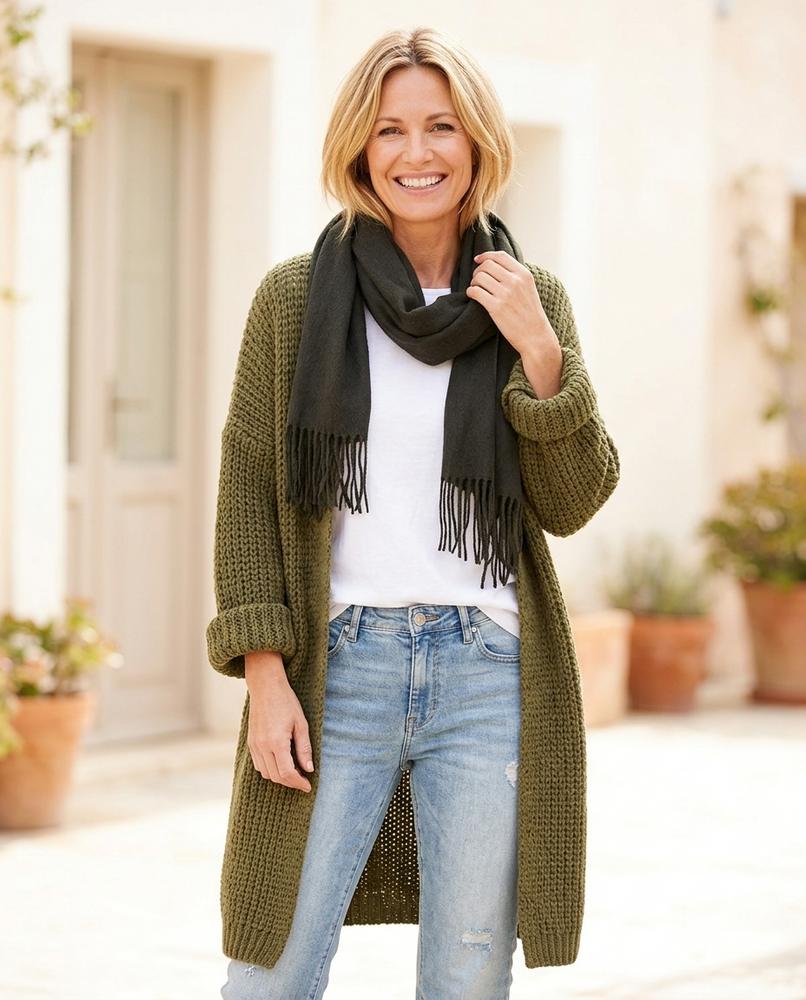 Witt Mode - Momen | Langgeschnittener Grobgestrickter Cardigan Damen