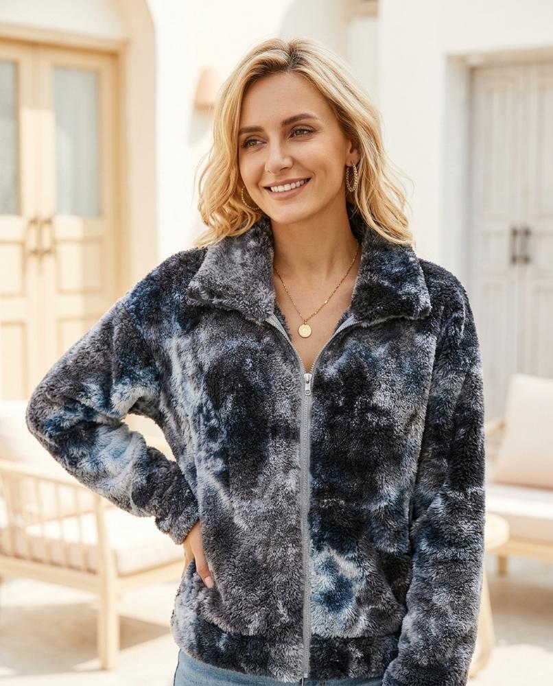 Witt Mode - Zaful | Plüschige Gebatikte Jacke Damen