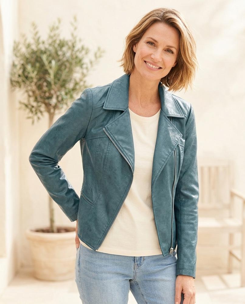 Witt Mode - Ruwos | Asymmetrische Taillierte Lederjacke Damen