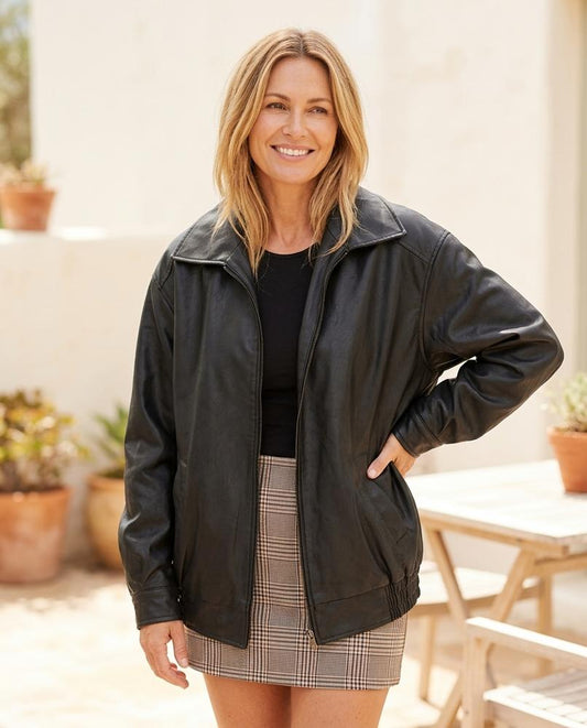 Witt Mode - Donit | Oversize Glatte Lederjacke Damen