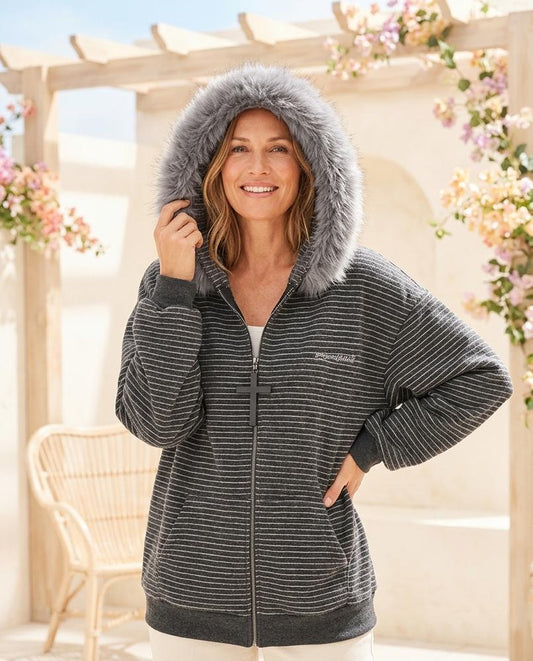Witt Mode - Tavok | Gestreift Gefüttert Hoodie Damen