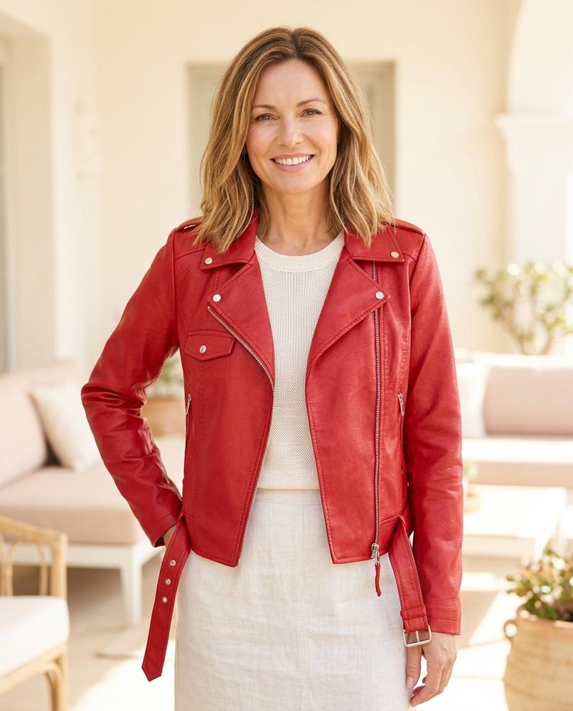 Witt Mode - Zukir | Asymmetrische Taillierte Lederjacke Damen