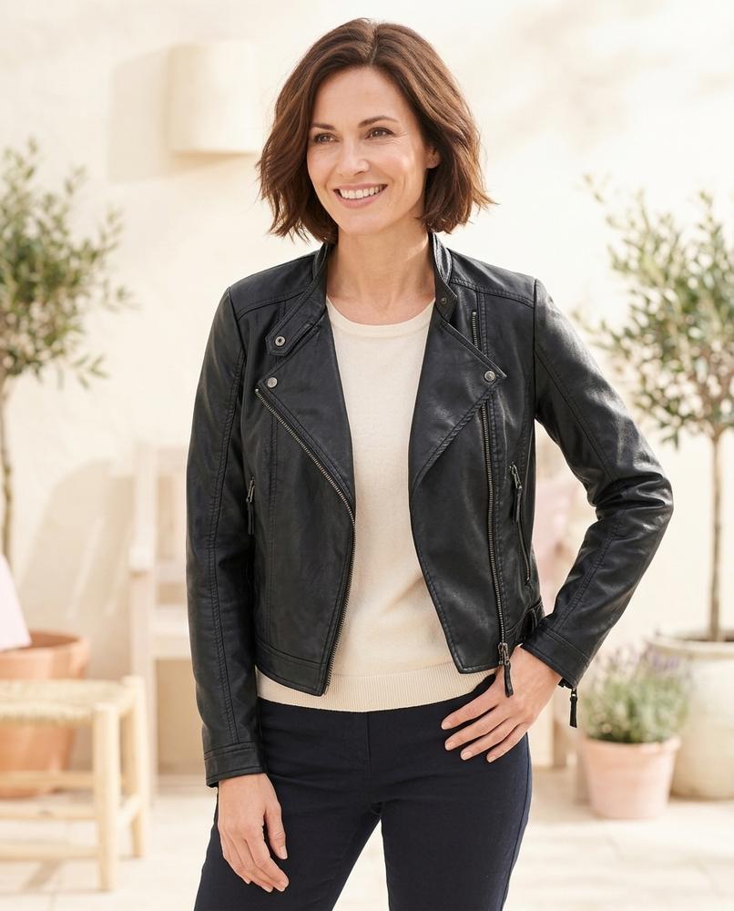 Witt Mode - Yumis | Taillierte Asymmetrische Lederjacke Damen