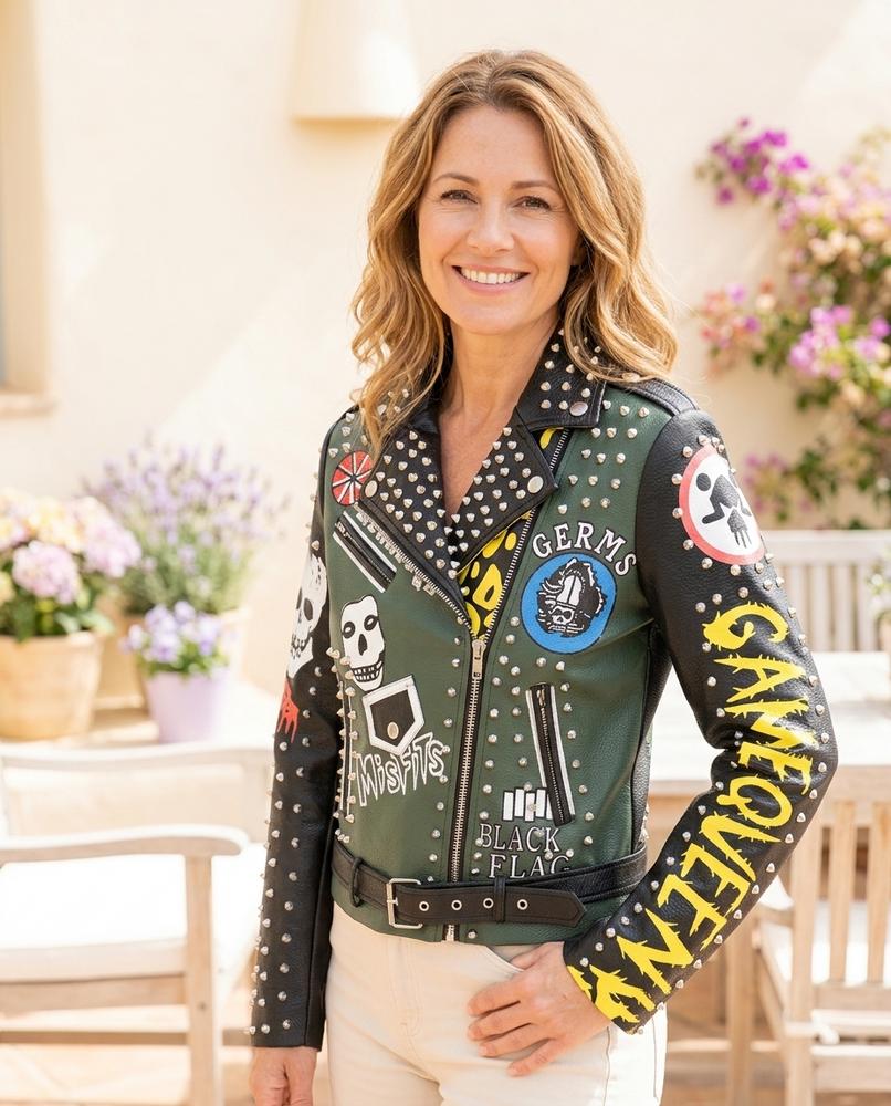 Witt Mode - Mitod | Nietenbesetzte asymmetrische Lederjacke Damen