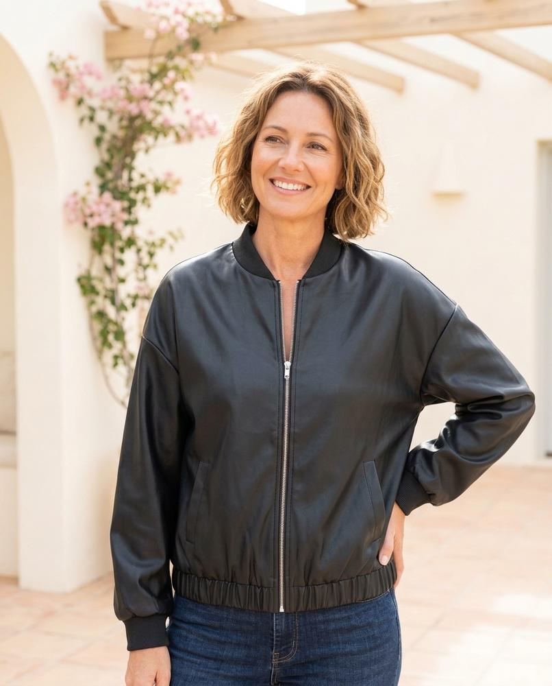 Witt Mode - Muwur | Reißverschluss Kragenlose Lederjacke Damen