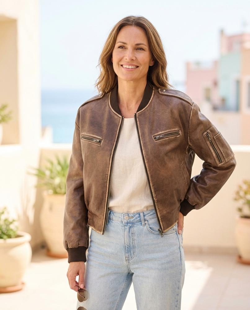 Witt Mode - Renon | Gewaschene Kurzgeschnittene Lederjacke Damen
