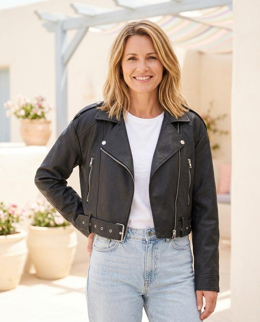 Witt Mode - Kupem | Gegürtelt Asymmetrisch Lederjacke Damen