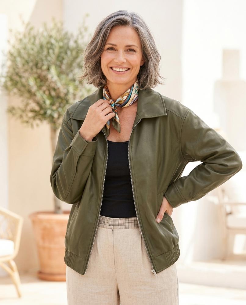 Witt Mode - Vawos | Übergroße Glatte Lederjacke Damen