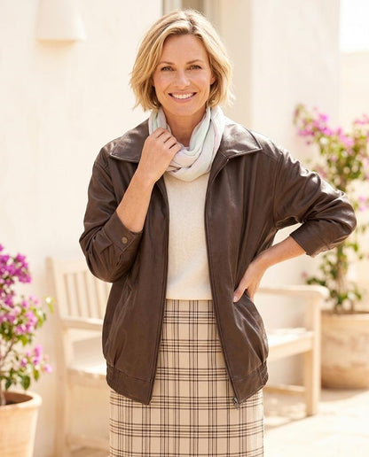 Witt Mode - Vawos | Übergroße Glatte Lederjacke Damen