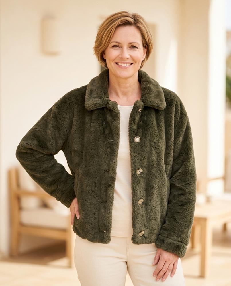 Witt Mode - Mirot | Plüschig Geknöpft Jacke Damen