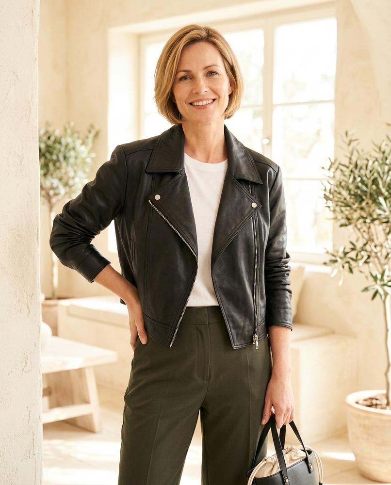 Witt Mode - Tosir | Asymmetrische Taillierte Lederjacke Damen