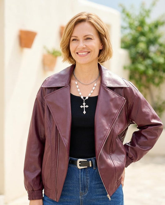 Witt Mode - Tuzos | Locker Geschnittene Asymmetrische Lederjacke Damen