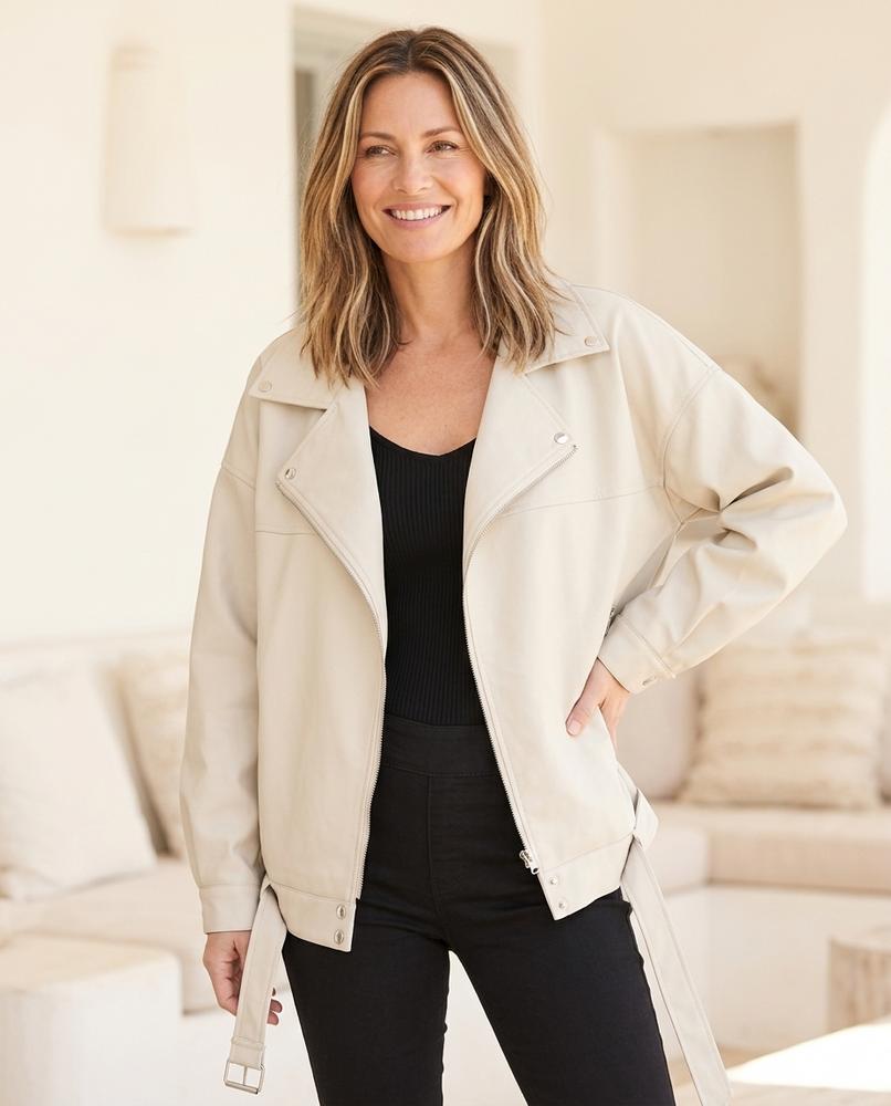 Witt Mode - Liket | Oversized Asymmetrisch Lederjacke Damen