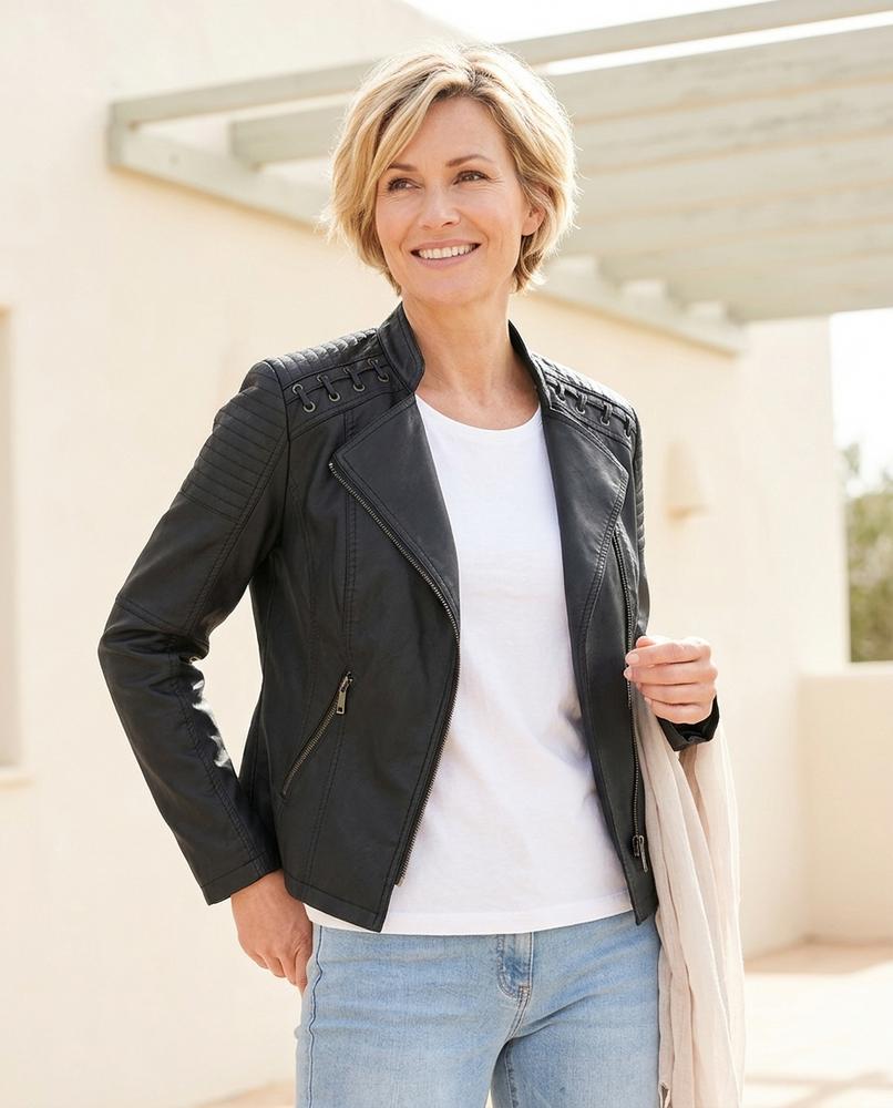 Witt Mode - Nowen | Asymmetrisch Tailliert Lederjacke Damen