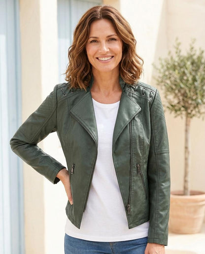 Witt Mode - Nowen | Asymmetrisch Tailliert Lederjacke Damen