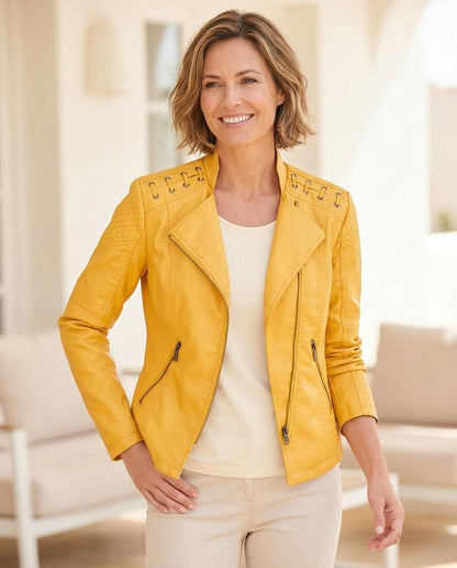 Witt Mode - Nowen | Asymmetrisch Tailliert Lederjacke Damen