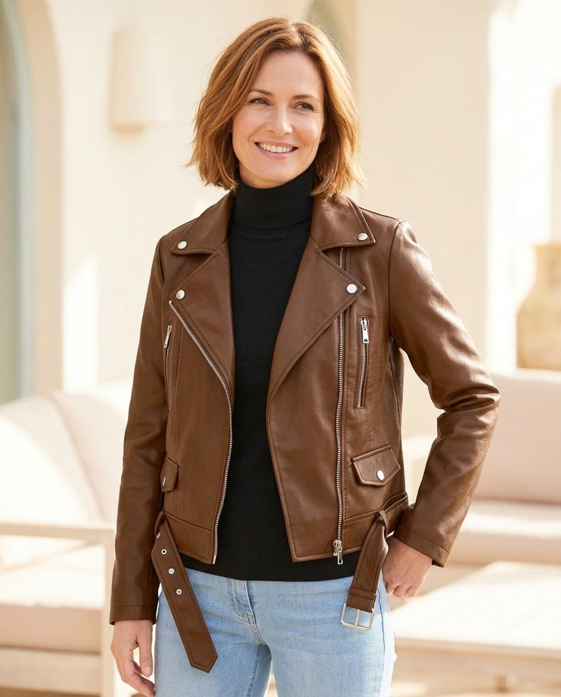Witt Mode - Movot | Tailliert Gegürtet Lederjacke Damen